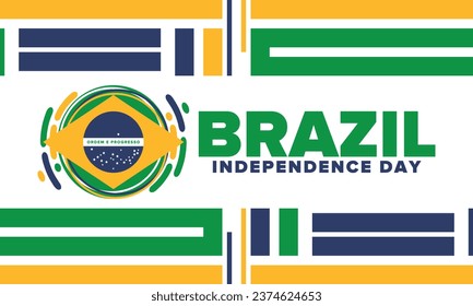 Brazil Independence Day. National happy holiday. Freedom day design. Celebrate annual in September 7. Brazil flag. Patriotic Brazilian vector illustration. Poster, template and background