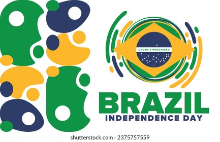 Brazil Independence Day. National happy holiday. Freedom day design. Celebrate annual in September 7. Brazil flag. Patriotic Brazilian vector illustration. Poster, template and background