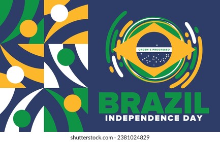 Brazil Independence Day. National happy holiday. Freedom day design. Celebrate annual in September 7. Brazil flag. Patriotic Brazilian vector illustration. Poster, template and background