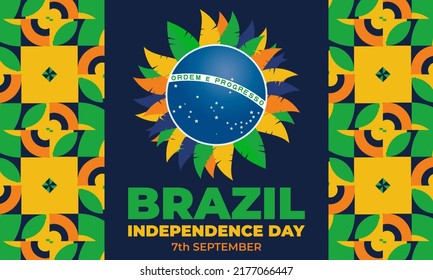 Brazil Independence Day. National holiday observed in Brazil on 7 September. Patriotic design. Poster, card, banner, template, background. Vector EPS 10.