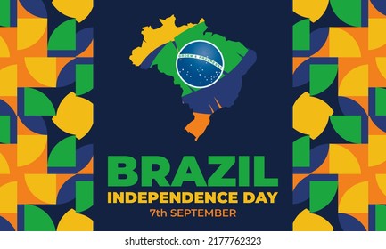 Brazil Independence Day. National holiday observed in Brazil on 7 September. Patriotic design. Poster, card, banner, template, background. Vector EPS 10.