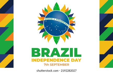Brazil Independence Day. National holiday observed in Brazil on 7 September. Patriotic design. Poster, card, banner, template, background. Vector EPS 10.