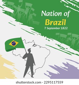 Brazil Independence Day Post Design. September 7th, the day when Brazilians made this nation free. Suitable for national days. Perfect concepts for social media posts, greeting cards, covers, banners.