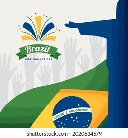 afiche del día de la independencia de brasil con bandera