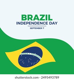 Brazil Independence Day poster vector illustration. Brazil waving flag frame vector. Brazilian abstract flag symbol. Template for background, banner, card. 7 September every year. Important day