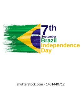 Brazil independence day, September 7 holiday celebrate card with paint brush strokes. Patriotic brazilian event background with national colors. National holiday vector illustration.