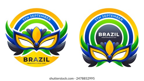 Brazil Independence day sign or logo with stylish carnival mask vector illustration