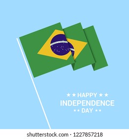 Brazil Independence day typographic design with flag vector