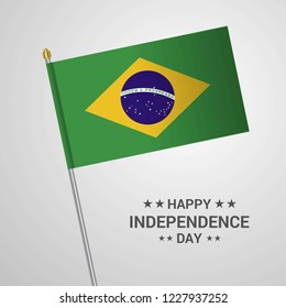 Brazil Independence day typographic design with flag vector
