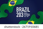 Brazil Independence Day vector background. Brazilian flag with modern typography design. Vector illustration.