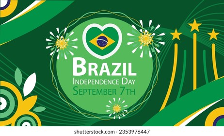 Diseño de pancartas vectoriales en el Día de la Independencia de Brasil. Feliz Día Nacional de la Independencia de Brasil, moderna ilustración de afiches gráficos mínimos.