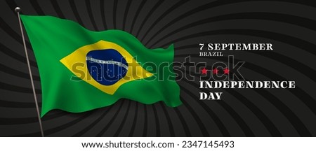 Brazil independence day vector banner, greeting card. Brazilian wavy flag in 7th of September national patriotic holiday horizontal design