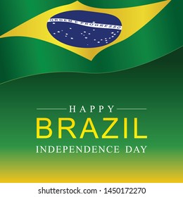 Brazil Independence day with Waving Brazil flag, Vector