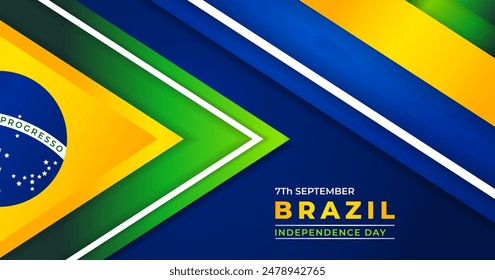 Brazil Independence with geometric Blue, green, yellow, design. Translation: order and progress