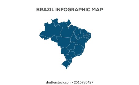 Brazil Infographic Map, Very high resolution Brazil map, isolated on white background. Infographic, Flat Earth, Globe similar worldmap icon. annual report, Travel worldwide, map silhouette backdrop.