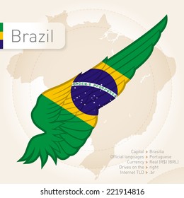 Brazil infographics with flag, map and information. Vector illustration