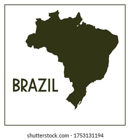 Silhouette de mapa vectorial aislada de Brasil
