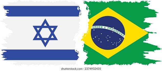 Brazil and Israel grunge flags connection, vector