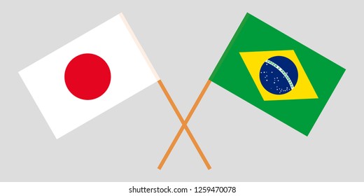 Brazil and Japan. The Brazilian and Japanese flags. Official proportion. Correct colors. Vector illustration