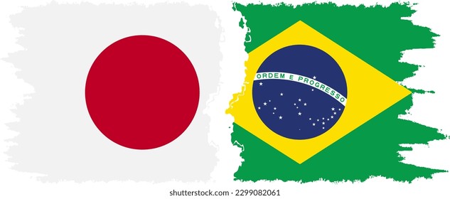 Brazil and Japan grunge flags connection, vector