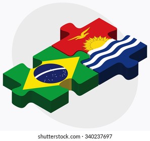 Brazil and Kiribati Flags in puzzle isolated on white background