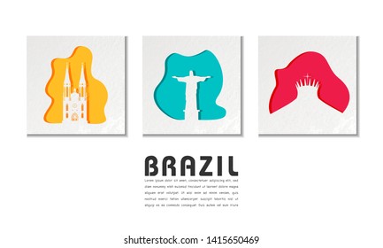 Brazil Landmark Global Travel And Journey paper background. Vector Design Template.used for your advertisement, book, banner, template, travel business or presentation.