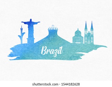 Brazil Landmark Global Travel And Journey paper background. Vector Design Template.used for your advertisement, book, banner, template, travel business or presentation.