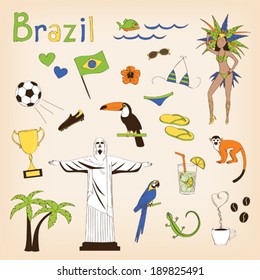 Brazil - landmarks and symbols set