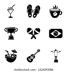 Brazil leisure icons set. Simple set of 9 brazil leisure vector icons for web isolated on white background