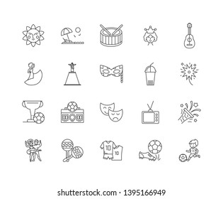 Brazil line icons, signs, vector set, outline illustration concept 