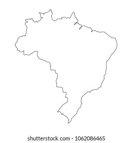 Brazil linear map on a white background. Vector illustration.