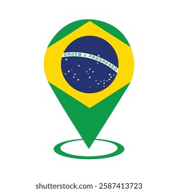 Brazil Location map icon free vector, Brazil flag location pin, Brasília GPS marker Icon.