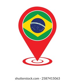 Brazil Location map icon free vector, Brazil flag location pin, Brasília GPS marker Icon.