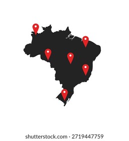 Vector del mapa de ubicación de Brasil sobre fondo blanco