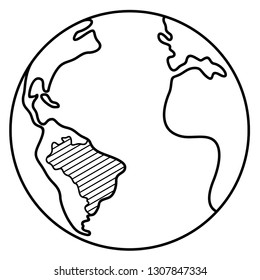 Brazil location on the World Map. Vector outline icon isolated on white background.