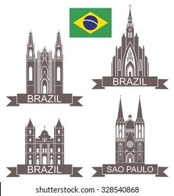 Brazil logo. Isolated Brazil buildings on white background