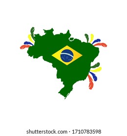 Brazil Logo. Map of Brazil with country name and flag. Amazing vector illustration.