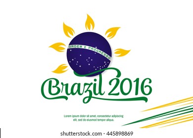 Brazil logo on the white background. Patriotic banner for website template, cards, posters, logo, brochure. Typographic concept. Vector illustration.