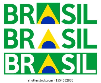 Brazil logo written colored with flag.