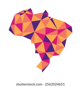 Brazil low poly style map. Geometric map simple abstract tech style.