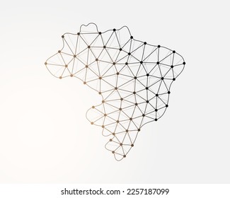 Brazil low poly symbol with connected dots. Brazil map design vector illustration. Country map polygonal wireframe illustration for website design