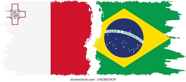 Brazil and Malta grunge flags connection, vector