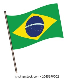 Brazil of Man flag on the flagpole. Official colors and proportion correctly.