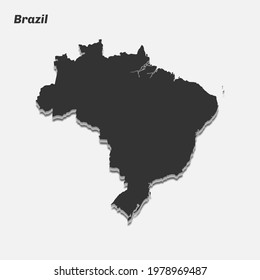 Brazil map 3d silhouette. Vector illustration.