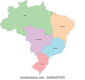 Mapa de Brasil con 5 Macrorregiones