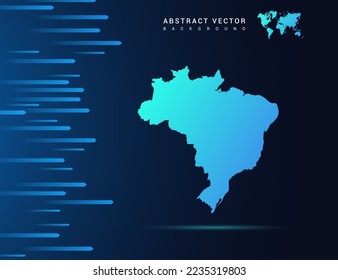 Mapa de Brasil con tecnología de fondo azul abstracto.
