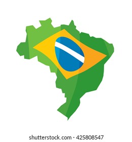 Brazil map abstract colorful background vector illustration. Good for advertising design. Decorative texture. Brazilian flag colors.