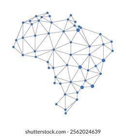 Brazil map. Abstract geometric map - connection mesh lines.