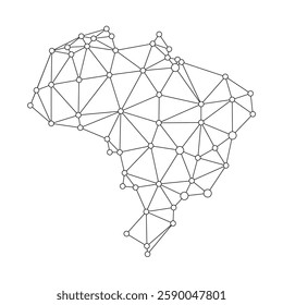 Brazil map. Abstract geometric map - connection mesh lines.