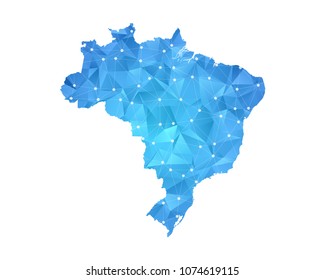 Brazil Map - Abstract geometric rumpled triangular low poly style gradient graphic on white background , line dots polygonal design for your . Vector illustration eps 10